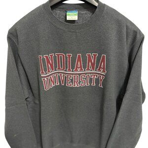 Champion Eco Fleece Indiana Hoosiers Crew Neck Sweatshirt Size Large Gray Red